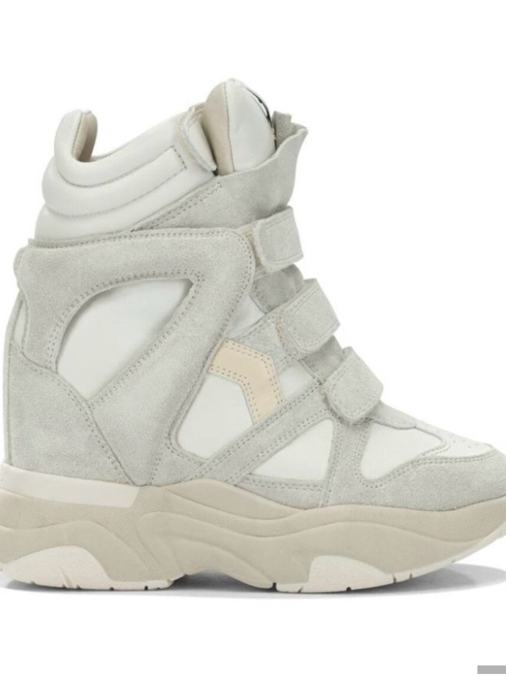 Women's High-Top Wedge Sneaker in Light Gray and Cream